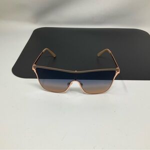 Jessica Simpson Chic Metal Square Shield Sunglasses in Nude & Rose Gold